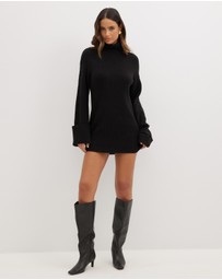 Dazie - Cozy Oversized Knit Mini Dress