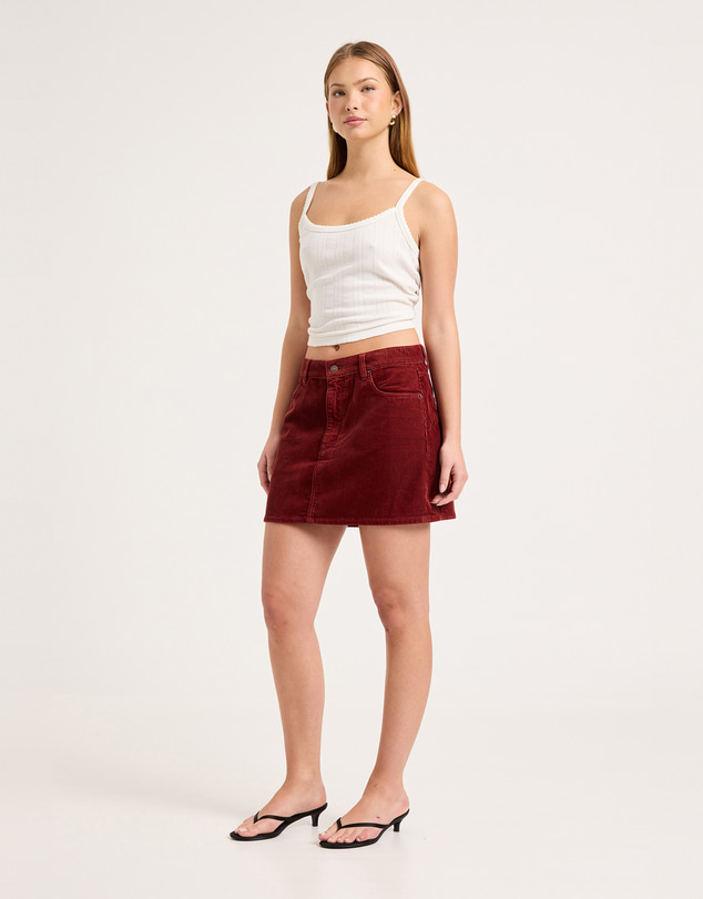 Rolla's - 90's Relaxed Corduroy Mini Skirt - Burnt Sienna