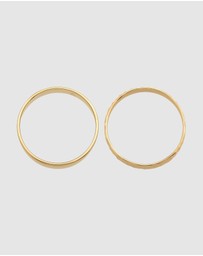 Kuzzoi - ICONIC EXCLUSIVE - Ring Men Set Basic Hammered in 925 Sterling Silver Gold Plated