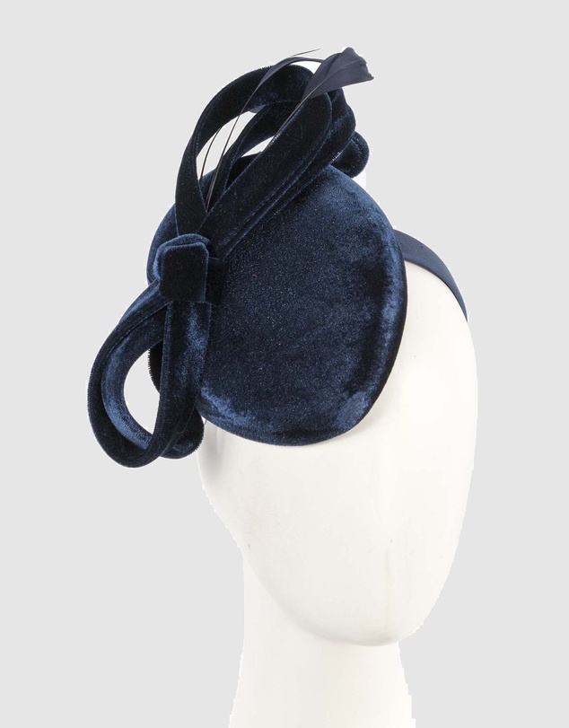 Max Alexander - Velvet Navy Winter Pillbox Fascinator