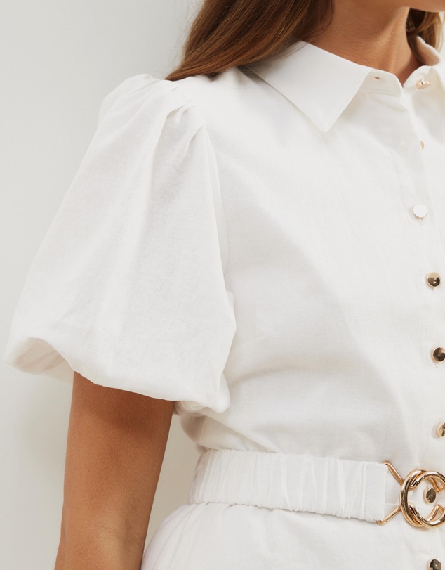 Atmos&Here - Kirrie Linen Blend Belted Mini Dress