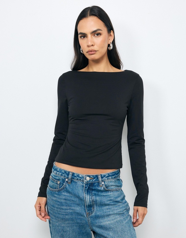 AERE - Tess Boat Neck T-Shirt