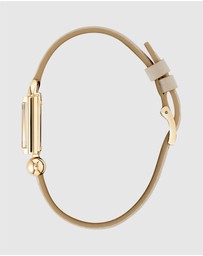 Furla - Mianuvola Square Yellow Gold-Tone Grey Leather Strap Watch