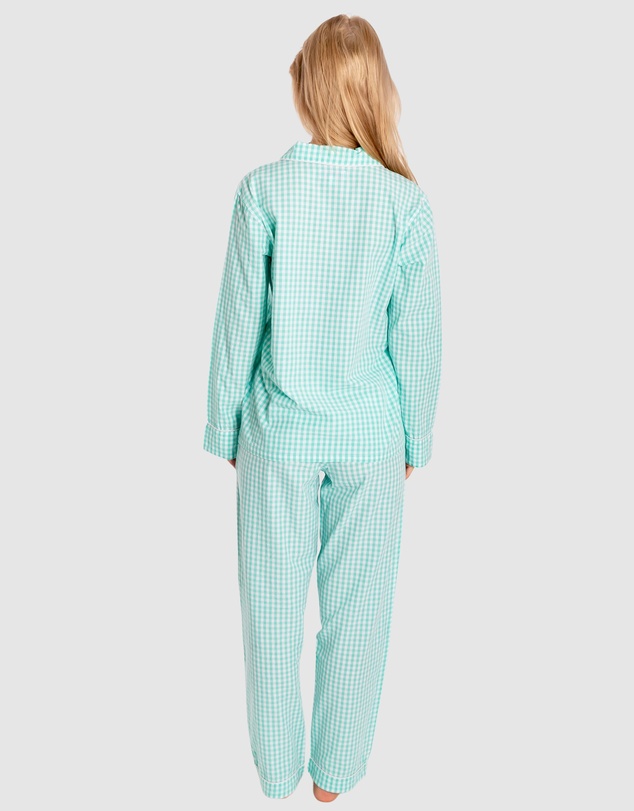 Sant And Abel - Women's Hepburn Gingham Mint Long PJ Set