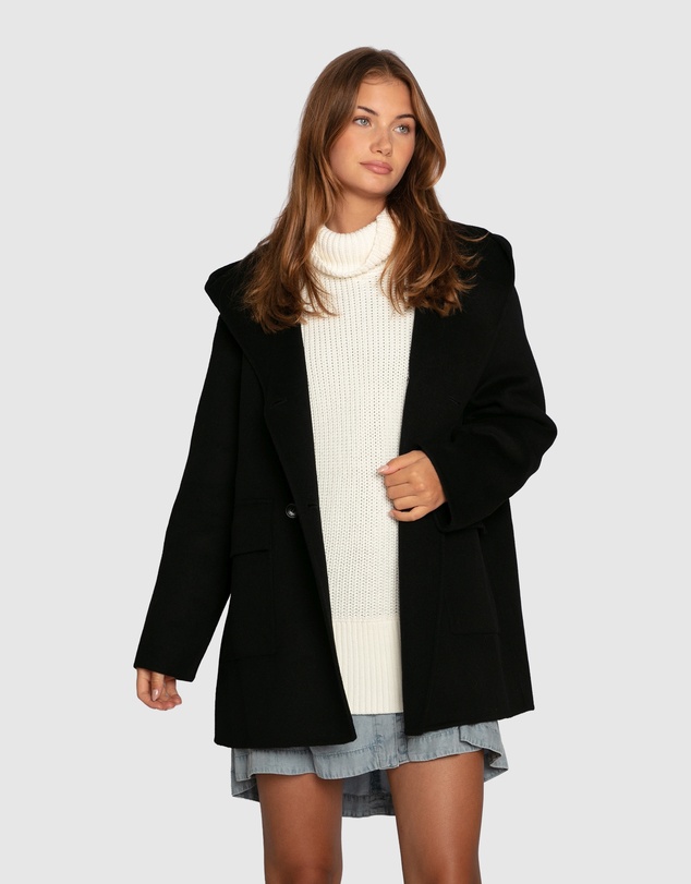 Belle & Bloom - Coastal Edit Hooded Wool Blend Coat