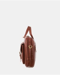 Pierre Cardin - Pierre Cardin Men's Rustic Leather Satchel/Messenger Bag
