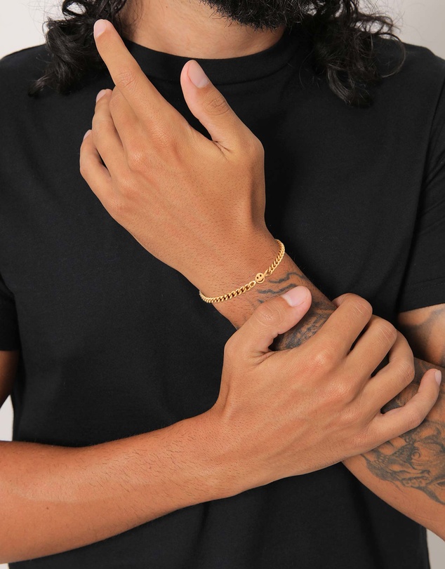 Kuzzoi - ICONIC EXCLUSIVE - Bracelet Smiling Face Basic in 925 Sterling Silver Gold Plated