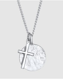 Kuzzoi - ICONIC EXCLUSIVE - Necklace Mens Coin Cross Pendant Trend in 925 Sterling Silver