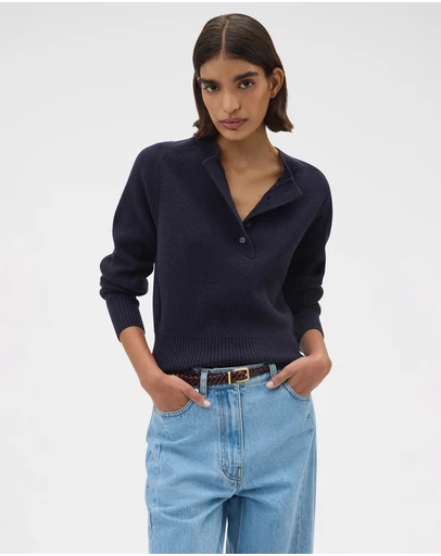 Oroton - Rib Knit Henley Top
