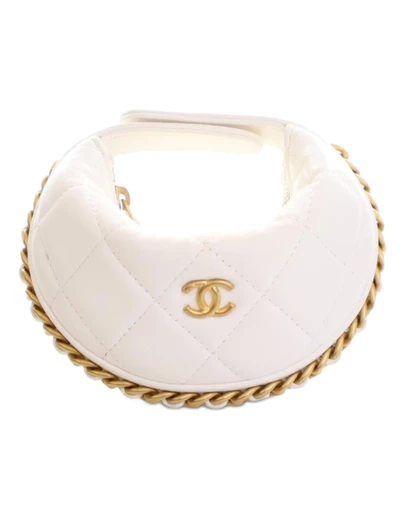 Pre-Loved by Azura Reborn - Pre-Loved Mini Shiny Crumpled Quilted Lambskin Chain Around Pouch