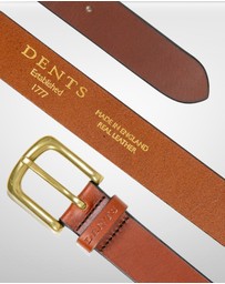 DENTS - Heritage Lined Full-Grain Leather Belt with Brass Buckle