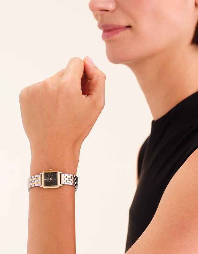 Rosefield - Boxelle Black Gold Silver Duotone Bracelet Watch