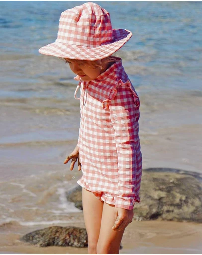 Purebaby - Printed Frilly Long Sleeve Swimsuit- Kids-Babies