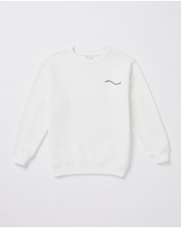 Subtitled - Teen Girls Oversized Wave Origin Fleece Crew Neck Jumper