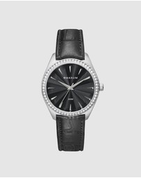 Maxum - Sydney - Black Dial, Silver Tone Case & Black Leather Band