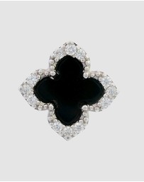 Georgini - GEORGINI MIDNIGHT VELVET BLACK AGATE FAIRWATER STUD EARRINGS SILVER