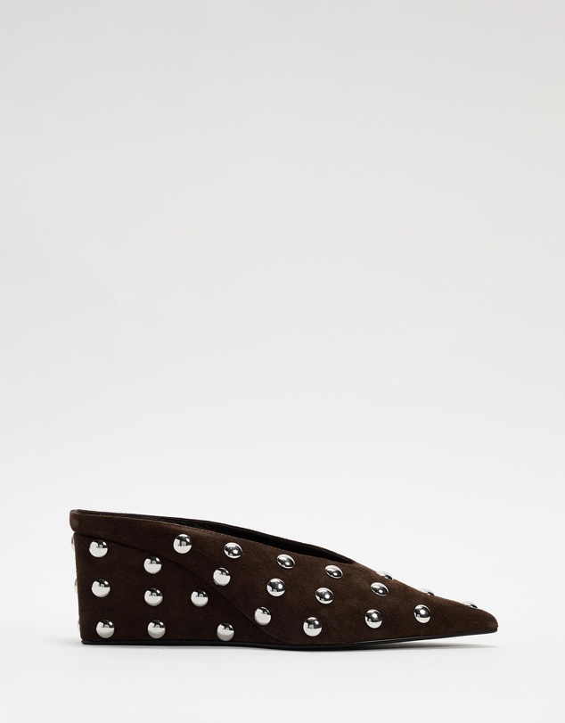 AERE - Studded Suede Wedge Pumps