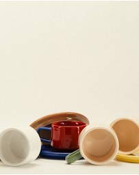 Dennis Did It - Spill the Tea Cup and Saucer Red and Blue