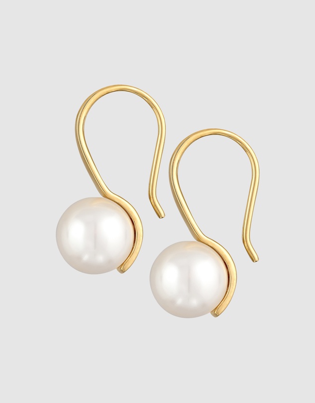 Elli Jewelry - Pearl Drop Earrings in Gold-Plated 925 Silver