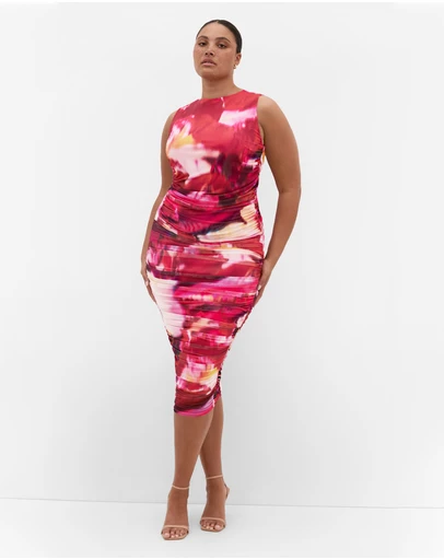 City Chic - Livia Ruched Print Skirt