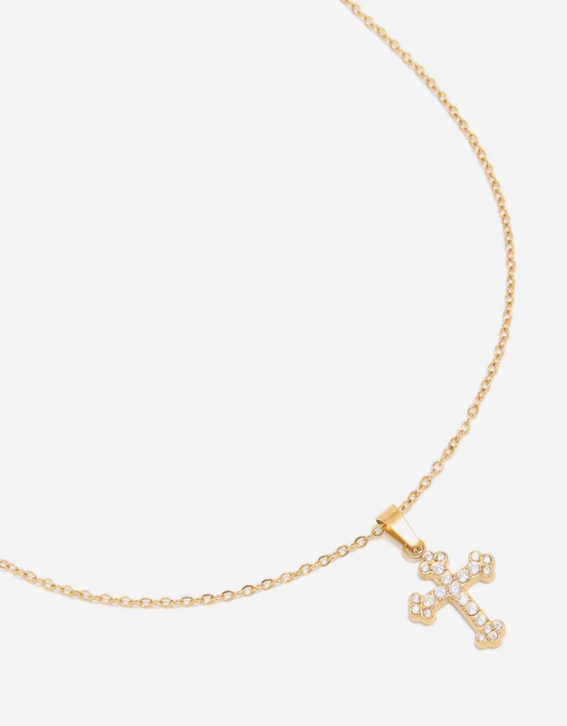 Lovisa - Waterproof Gold Plated Stainless Steel Mini Cross Short Necklace