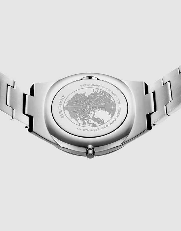 Bering - Bering Ultra Slim 40mm Green Dial Polished Silver Strap Watch