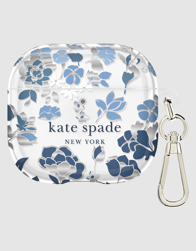 Kate Spade - Kate Spade Flowerbed Blue with Silver Clip Case for AirPod 4