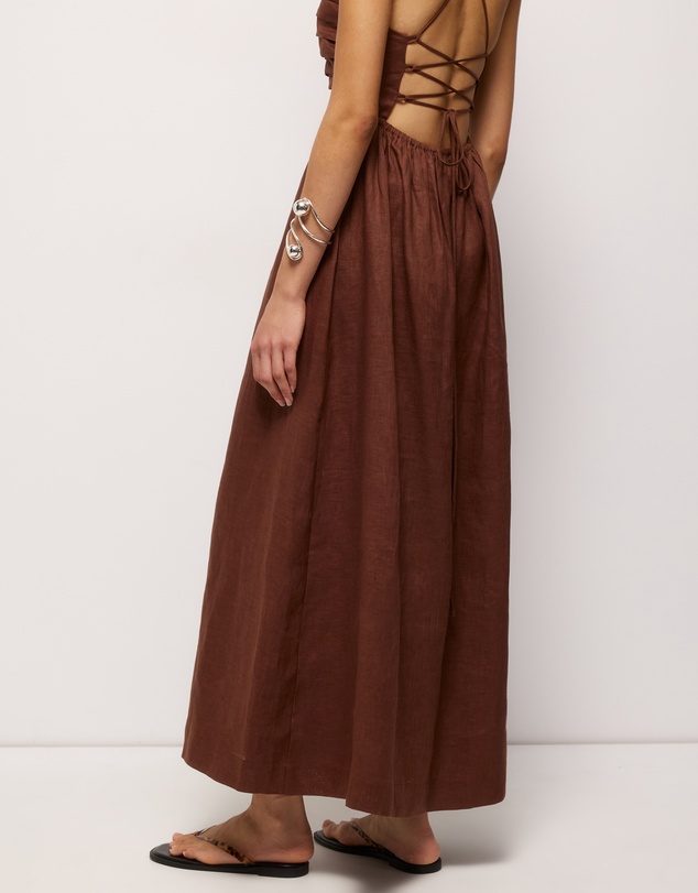 AERE - Irisa Linen Tie Back Midi Dress