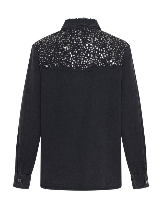 ONE TEASPOON - Black Hand Embellished Denim Western Shirt