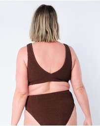 UNE PIECE - Crinkle Cut V-Neck Bralette Bikini Top with Ring