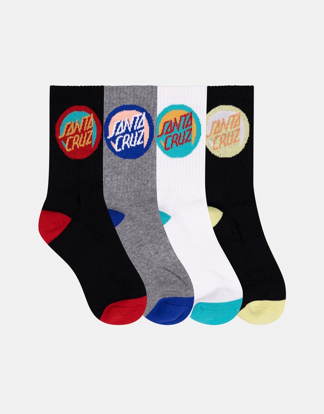 Santa Cruz - 4-Pack Bold Shadow Dot Crew Socks - Teens