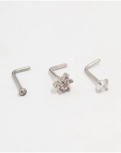 Lovisa - Surgical Steel Flower Nose Stud 3-Pack