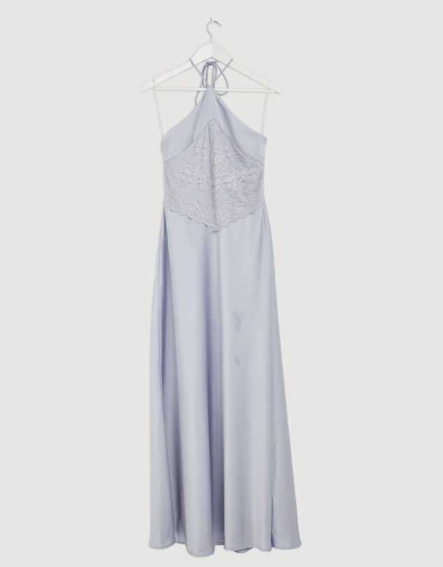Revibe - Repaired CHANCERY Georgie Halter Neck Lace Panelled Maxi Dress - AU 10