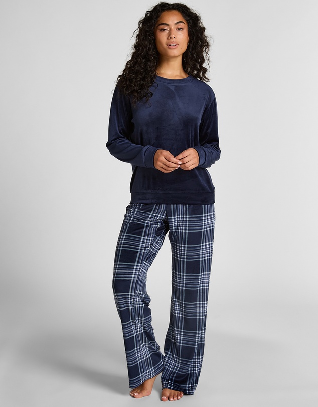 Hunkemoller - Long Sleeve Velours Check PJ Set