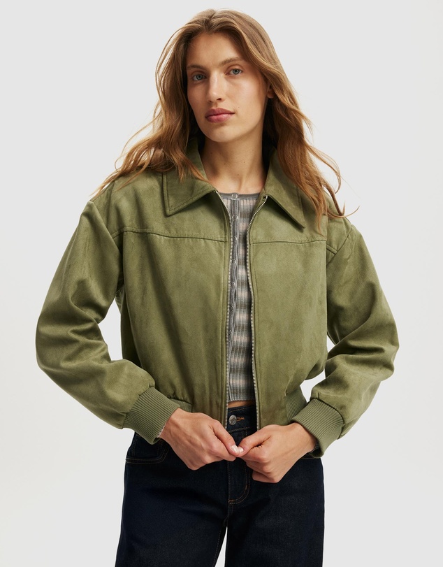 Cotton On - Sophia Faux Suede Bomber Jacket