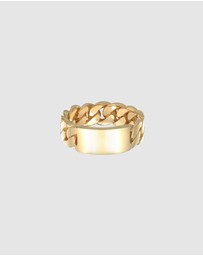 Kuzzoi - ICONIC EXCLUSIVE - Ring Gents Signet Tank Links Plate in 925 Sterling Silver Gold Plated
