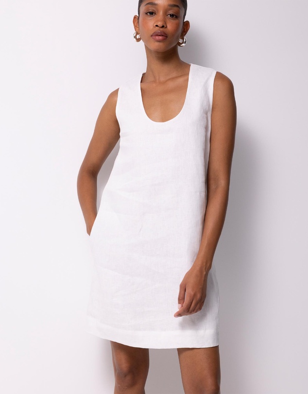 AERE - Orla Linen U-Neck Mini Dress
