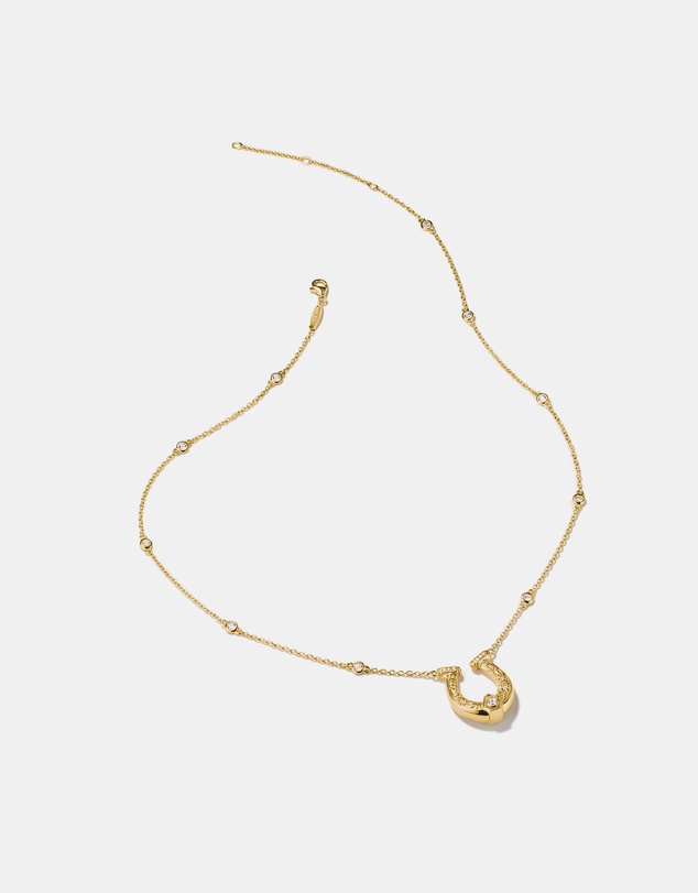 THOMAS SABO - THOMAS SABO Horseshoe Necklace with White Zirconia Stones Gold