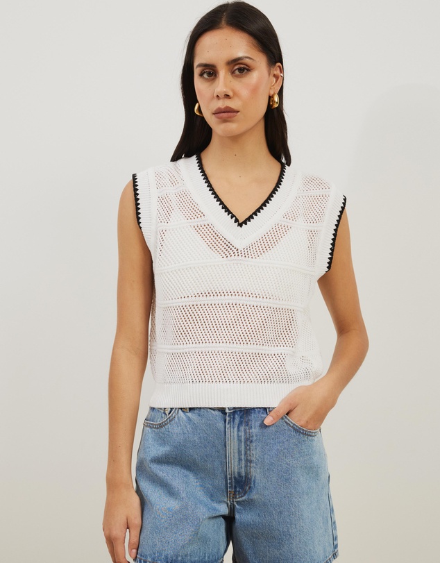 Atmos&Here - Benny Contrast Knit Vest Top