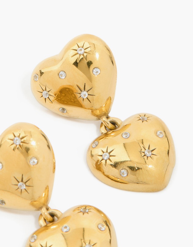 Lovisa - Waterproof Gold Plated Stainless Steel Double Chunky Heart Earrings