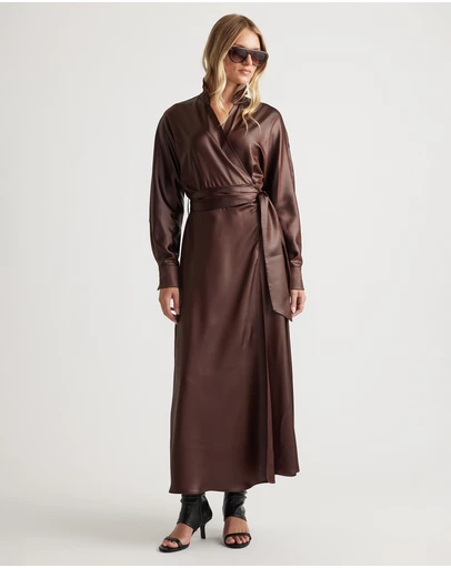 Decjuba - Bree Satin Wrap Maxi Dress