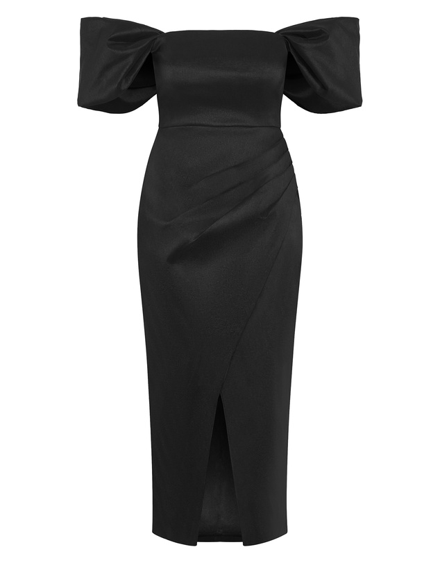 City Chic - Plus size Elyse Off Shoulder Maxi Dress - black