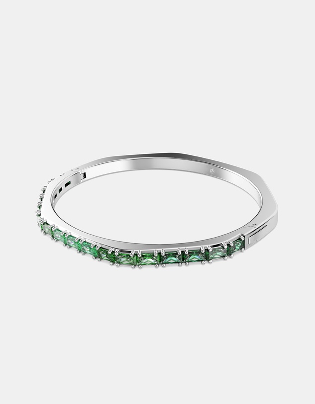 Swarovski - Matrix Bangle, Baguette Cut, Octagon Shape, Green, Rhodium-Plated