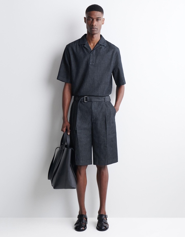 COS - Belted Wide-Leg Denim Shorts