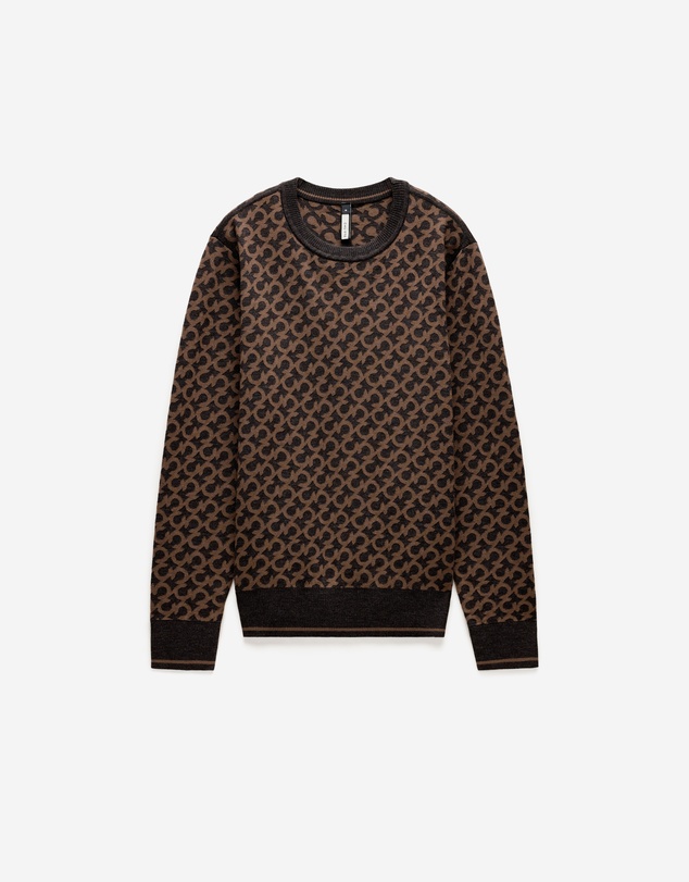 Calibre - Monogram Jacquard Merino Wool Sweater Camel
