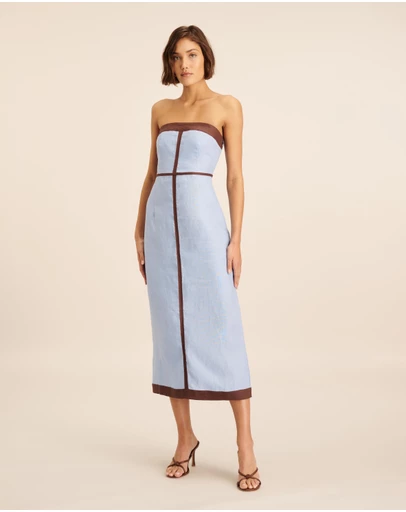 AERE - Ari Linen Contrast Strapless Dress