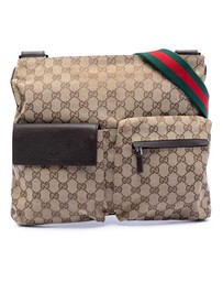 Pre-Loved by Azura Reborn - Pre-Loved GG Canvas Web Double Pocket Crossbody