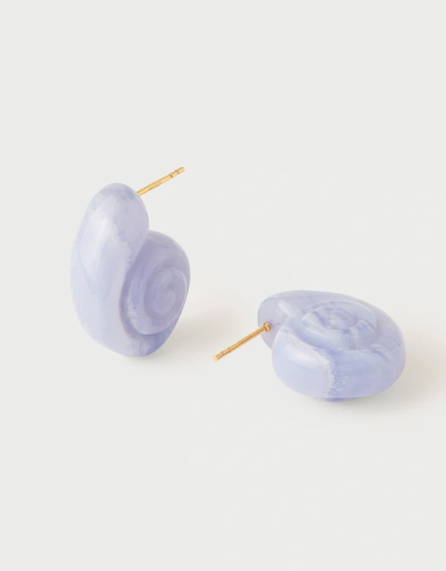 PDPAOLA - Blue Lace Agate Shell Earrings