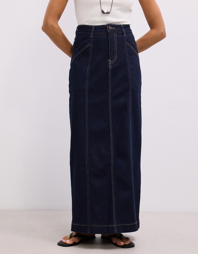The Fated - Asha Denim Maxi Skirt