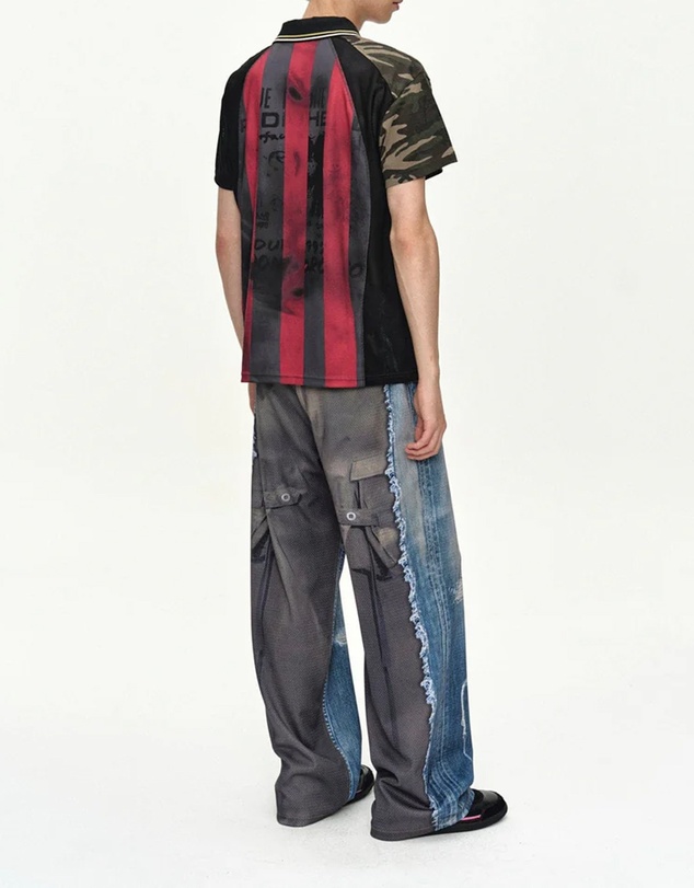 Andersson Bell - Denim & Cargo Trompe L'oeil Mesh Pants - Unisex